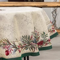 Kép 2/5 - Classic bogyós zöld szélű gobelin kör alakú asztalterítő 160 cm ezüst lurex 1