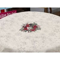 Kép 4/5 - Classic bogyós zöld szélű gobelin kör alakú asztalterítő 160 cm ezüst lurex 3