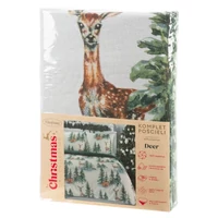 Kép 4/8 - Deer pamut karácsonyi ágyneműhuzat Fehér 160x200 cm - 70x80 cm 2db 1