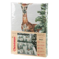 Kép 4/8 - Deer pamut karácsonyi ágyneműhuzat Fehér 220x200 cm - 70x80 cm 2db 1