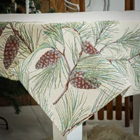 Kép 1/5 - Fenyőerdő tobozos gobelin asztalterítő 137x240 cm ezüst lurex