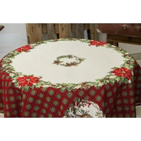 Kép 4/4 - Harmony szarvasos kockás gobelin kör alakú asztalterítő 160 cm lurex nélkül 3