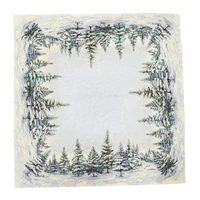 Kép 6/6 - Havas fenyőerdő gobelin asztalterítő 96x100 cm ezüst lurex 5