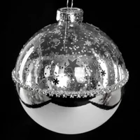 Kép 2/2 - Üveg karácsonyfadísz sz178b Ezüst 10 cm 1