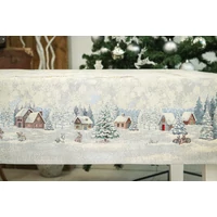 Kép 7/8 - White forest nyuszik a hóban gobelin asztalterítő 137x240 cm ezüst lurex 4