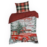 Kép 6/8 - Xmas pamut karácsonyi ágyneműhuzat Piros 220x200 cm - 70x80 cm 2db 3