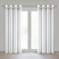 Kép 1/9 - Xmas1 fényáteresztő függöny arany csillagos Fehér 140x250 cm