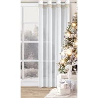 Kép 4/9 - Xmas1 fényáteresztő függöny arany csillagos Fehér 140x250 cm 1