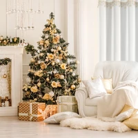 Kép 3/9 - Xmas1 fényáteresztő függöny arany csillagos Fehér 140x250 cm 7
