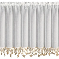 Kép 4/7 - Xmas2 vitrázs függöny arany csillagos Fehér 90x150 cm 2