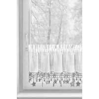 Kép 1/6 - Xmas2 vitrázs függöny szürke csillagos Fehér 30x150 cm