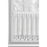 Kép 1/7 - Xmas2 vitrázs függöny szürke csillagos Fehér 60x150 cm