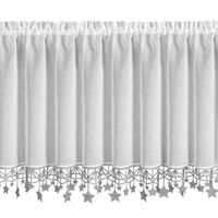Kép 4/7 - Xmas2 vitrázs függöny szürke csillagos Fehér 60x150 cm 2
