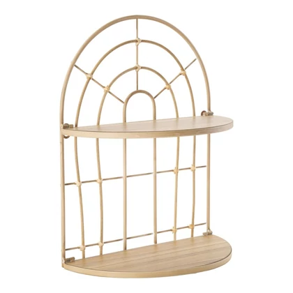 Dupla íves polc rattan hatású barna 34,5x18x45,5 cm