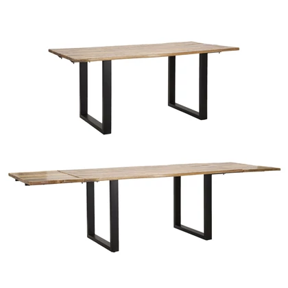 Edge étkezőasztal fém lábakkal mangófából 180x90x77 - teljes hossz 280 cm
