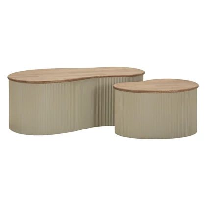 Frankfurti dohányzóasztal 2db-os szett krémszín 87X53X32-50X35X28 cm