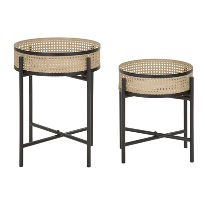 Fuji asztalrattan 2db-os szett barna/fekete ø 40x50-35x40 cm