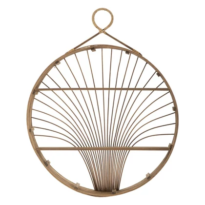 Fuji fali polc rattan hatású barna 60,5x10,5x76 cm
