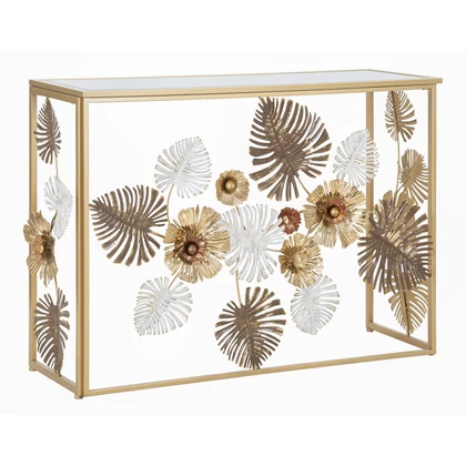 Glamour floris konzolasztal arany 113x40x80 cm