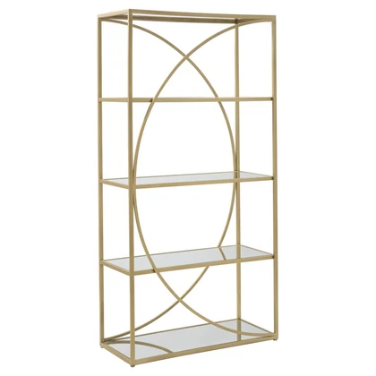 Glamour könyves polc arany 90x38x180 cm