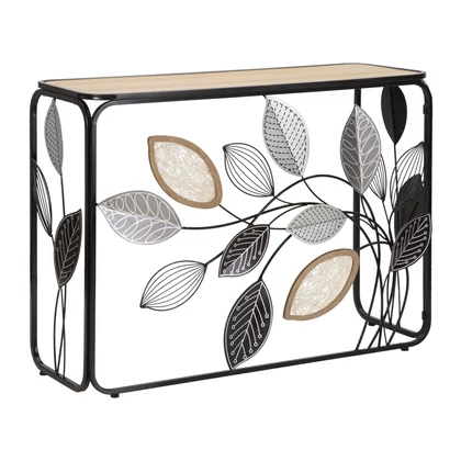 Konzolasztal őszi hangulatú barna/fekete 108x36,8x80 cm