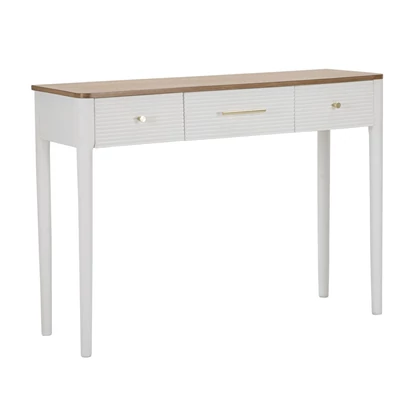 Matera konzolasztal bohó szílusban fehér/barna 107x37x80 cm