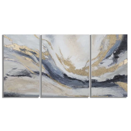 3 részes absztrakt festmény kék/arany 150x80 cm