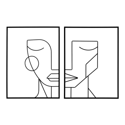 Absztrakt arc fali dekoráció szett fekete 60x1x80 cm