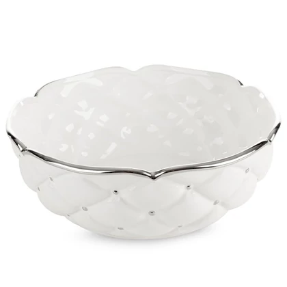 Adore steppelt hatású kerámia tál Fehér 30x30x11 cm