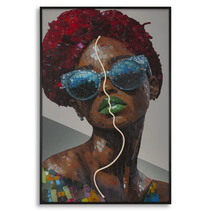 Afro falikép LED fénnyel vászonra nyomtattva kerettel 60X3,5X90 cm