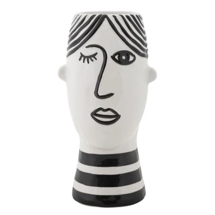 Arc alakú váza fehér/fekete 13,2x11,8x26,3 cm