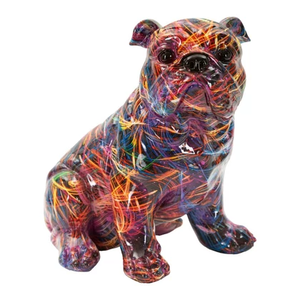 Bull dog figura pszichedelikus többszínű 21,5X15,5X21 cm