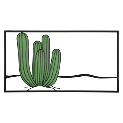 Cactus fali dekoráció zöld/fekete 60x1,3x33 cm