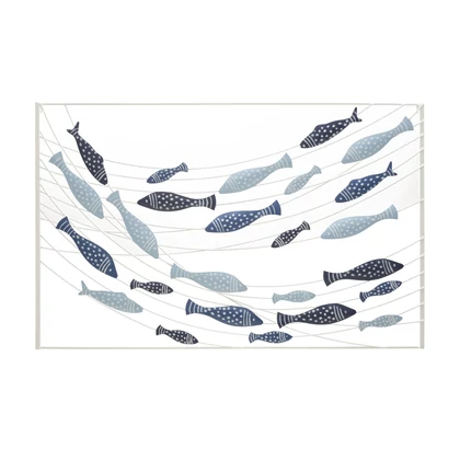 Fali dekoráció halak csoporja kék 96,5x1,5x61 cm