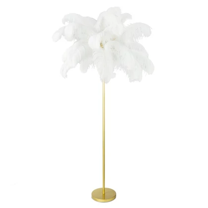 Feri1 állólámpa strucctolból készült lámpaernyővel Fehér 95x180 cm