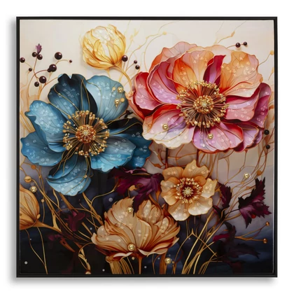 Festmény lakkozott narcyra -a- kerettel 82x4x82 cm