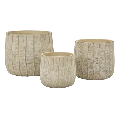 Flake kaspó szett 3 db krémszín 30,5x27-25x22,2-19,5x18 cm