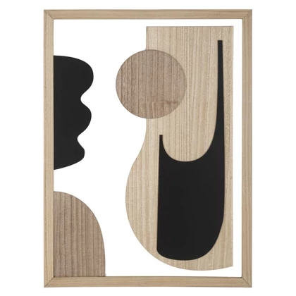 Geometriai mintás dekoráció fa kerettel -b- bézs/fekete 60x2x80 cm