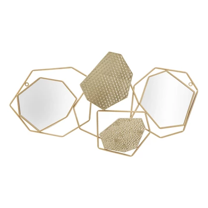 Geometriai mintás tükör arany 91x4x52 cm