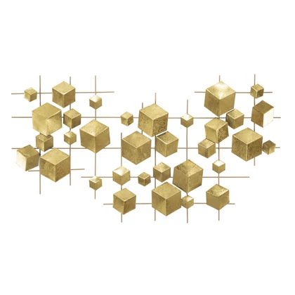 Geometrikus kockák fali dekoráció arany 90,5x3,5x50 cm