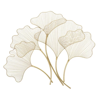 Ginko biloba fali dekoráció glamour stílusban arany 79x5x68 cm