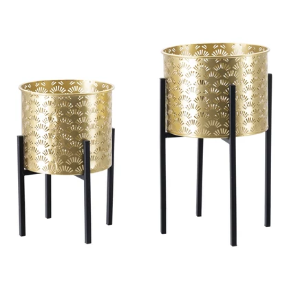 Glissy virágtartó állvány arany/fekete ø 21x38-19x28 cm