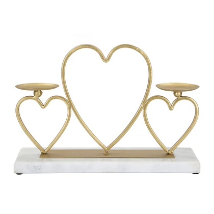 Hearts gyertyatartó arany/fehér 30x9x20 cm