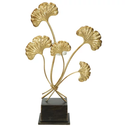 Iris gyertyatartó ginko biloba levelekkel arany/fekete 29x12.5x44 cm