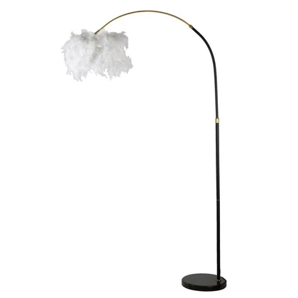 Íves slim állólámpa tollakkal fehér/fekete 100x150-180 cm