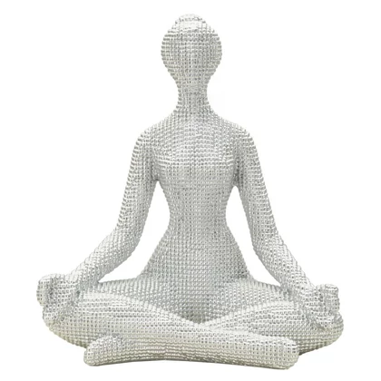 Jógázó női figura csillogó ezüst 20,5x15,5x23 cm