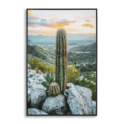 Kaktusz kaspóban lakkozott festmény keretben -a- zöld 60x4x90 cm
