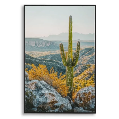 Kaktusz kaspóban lakkozott festmény keretben -b- zöld 60x4x90 cm