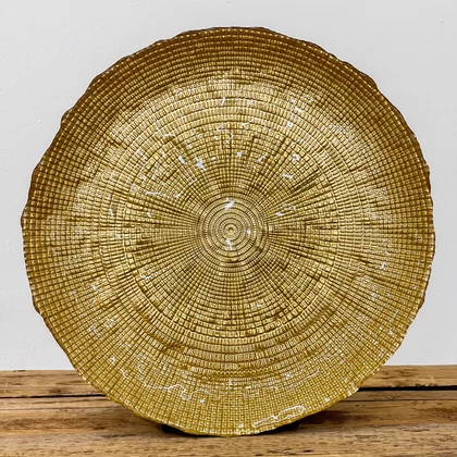 Kanvas lapos üvegtányér 28 cm arany átmérő: 28 cm