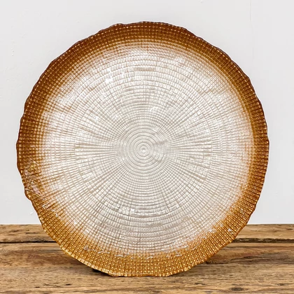 Kanvas üveg desszerttányér készlet 6 db-os gyöngyházbronz átmérő: 21 cm